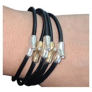 Sweet Lola Leather Cuff‎ Bracelet Magnetic Clasp 7.5"